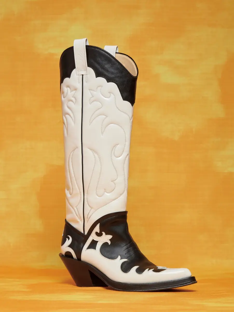 Gabriela Hearst Capitana Cowboy Boot in White & Black Pearlized Leather | Thumbnail 5