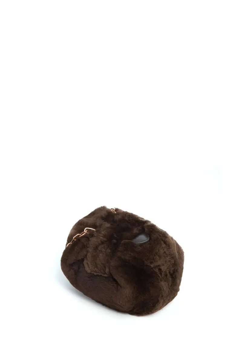 Gabriela Hearst Soft Demi Clutch with Chain in Chocolate Recycled Fur | Thumbnail 4 Gabriela Hearst Soft Demi Clutch with Chain in Chocolate Recycled Fur | Thumbnail 4