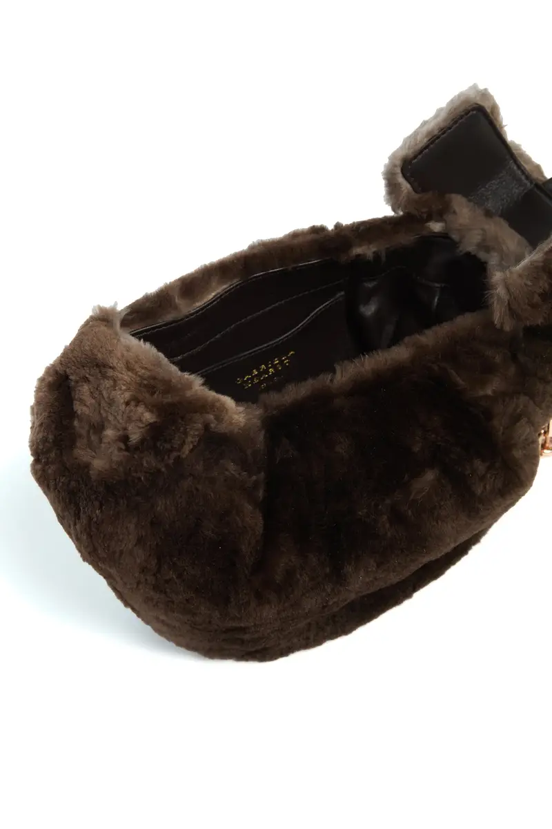 Gabriela Hearst Soft Demi Clutch with Chain in Chocolate Recycled Fur | Thumbnail 5 Gabriela Hearst Soft Demi Clutch with Chain in Chocolate Recycled Fur | Thumbnail 5