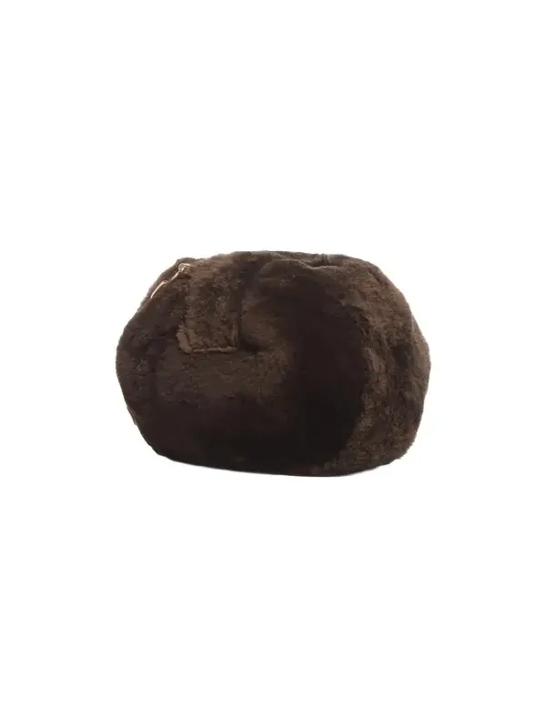 Soft Demi Clutch with Chain in Chocolate Recycled Beaver Fur