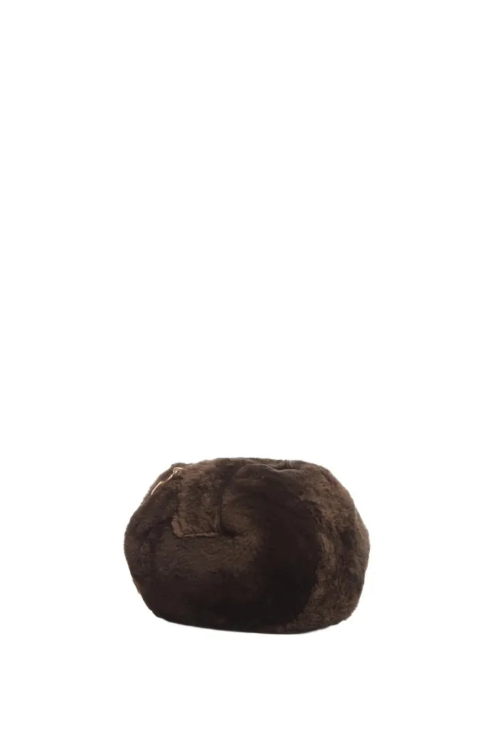 Gabriela Hearst Soft Demi Clutch with Chain in Chocolate Recycled Fur