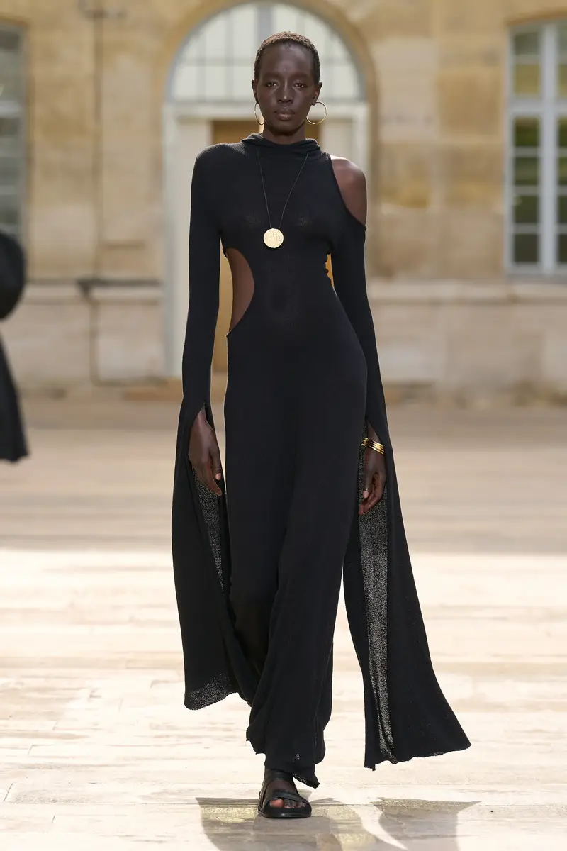 Gabriela Hearst Daya Cutout Knit Hoodie Maxi Dress in Black Mulberry Silk | Thumbnail 2