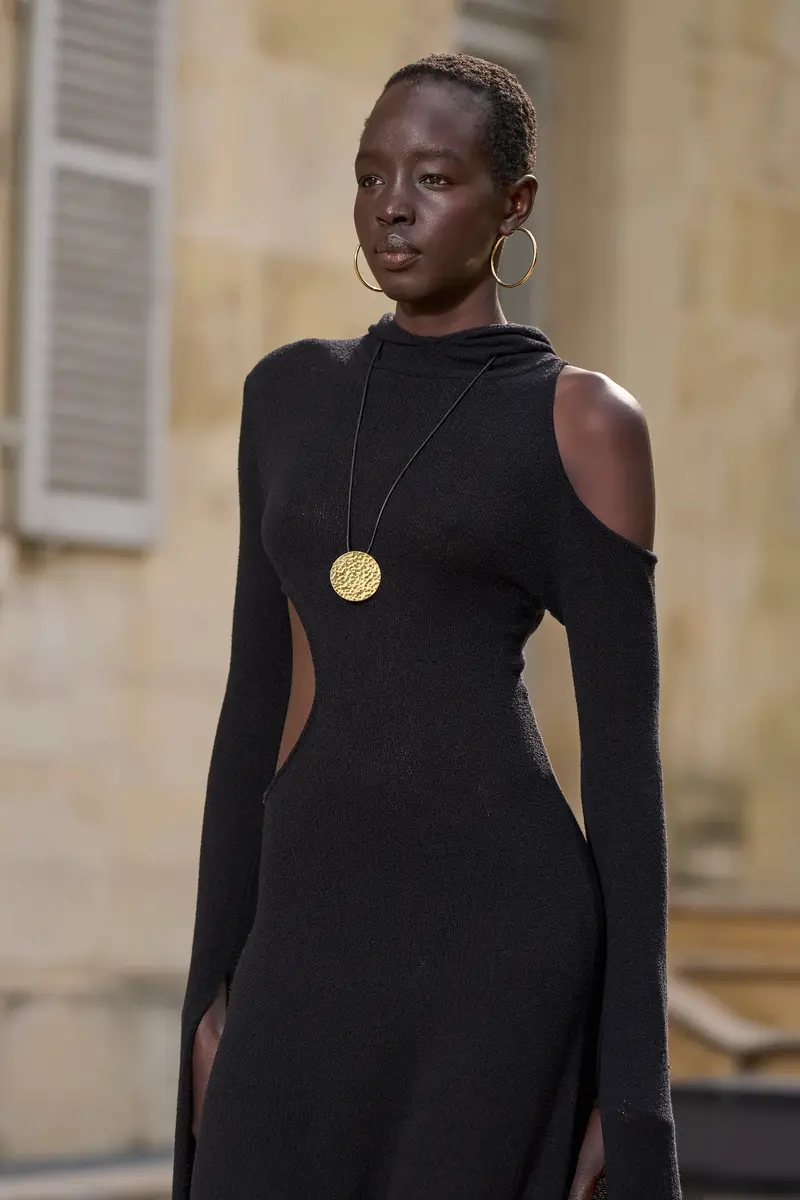 Gabriela Hearst Daya Cutout Knit Hoodie Maxi Dress in Black Mulberry Silk | Thumbnail 3
