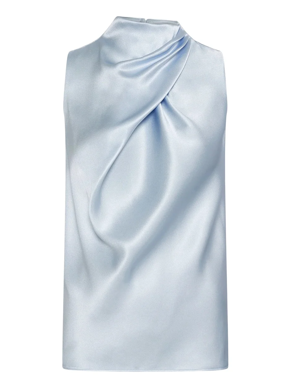Gabriela Hearst Melina Top in Light Blue Satin