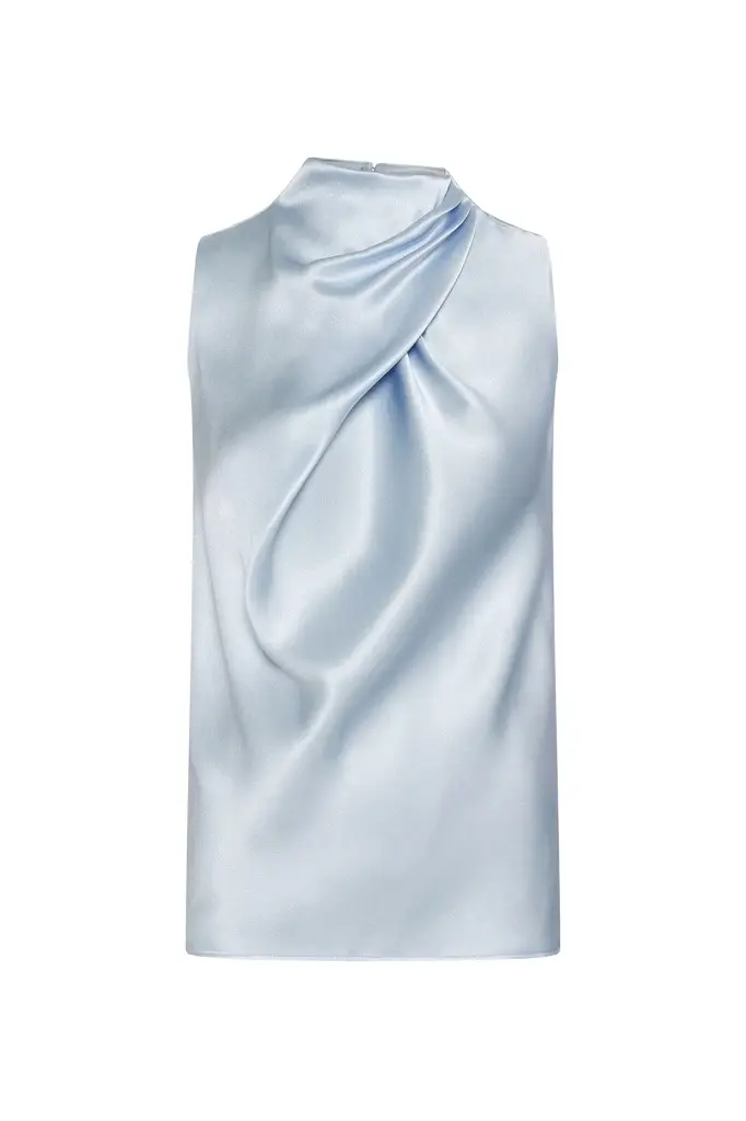 Melina Top in Light Blue Satin Melina Top in Light Blue Satin