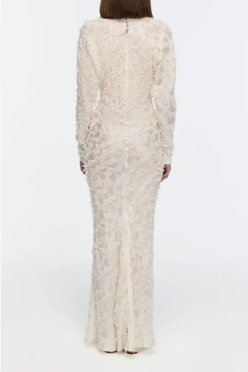 Gabriela Hearst Aberdeen Dress in Ivory Silk Wool Fil Coupé | Thumbnail 5 Gabriela Hearst Aberdeen Dress in Ivory Silk Wool Fil Coupé | Thumbnail 5