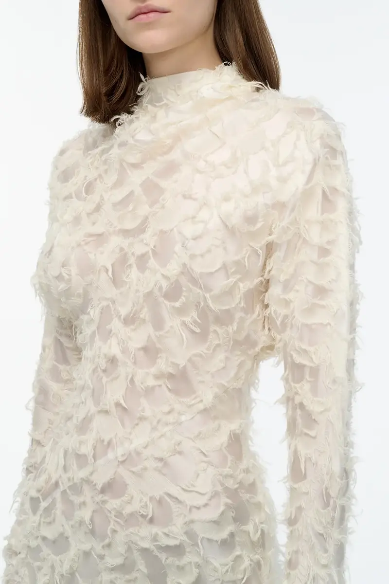 Gabriela Hearst Aberdeen Dress in Ivory Silk Wool Fil Coupé | Thumbnail 6 Gabriela Hearst Aberdeen Dress in Ivory Silk Wool Fil Coupé | Thumbnail 6