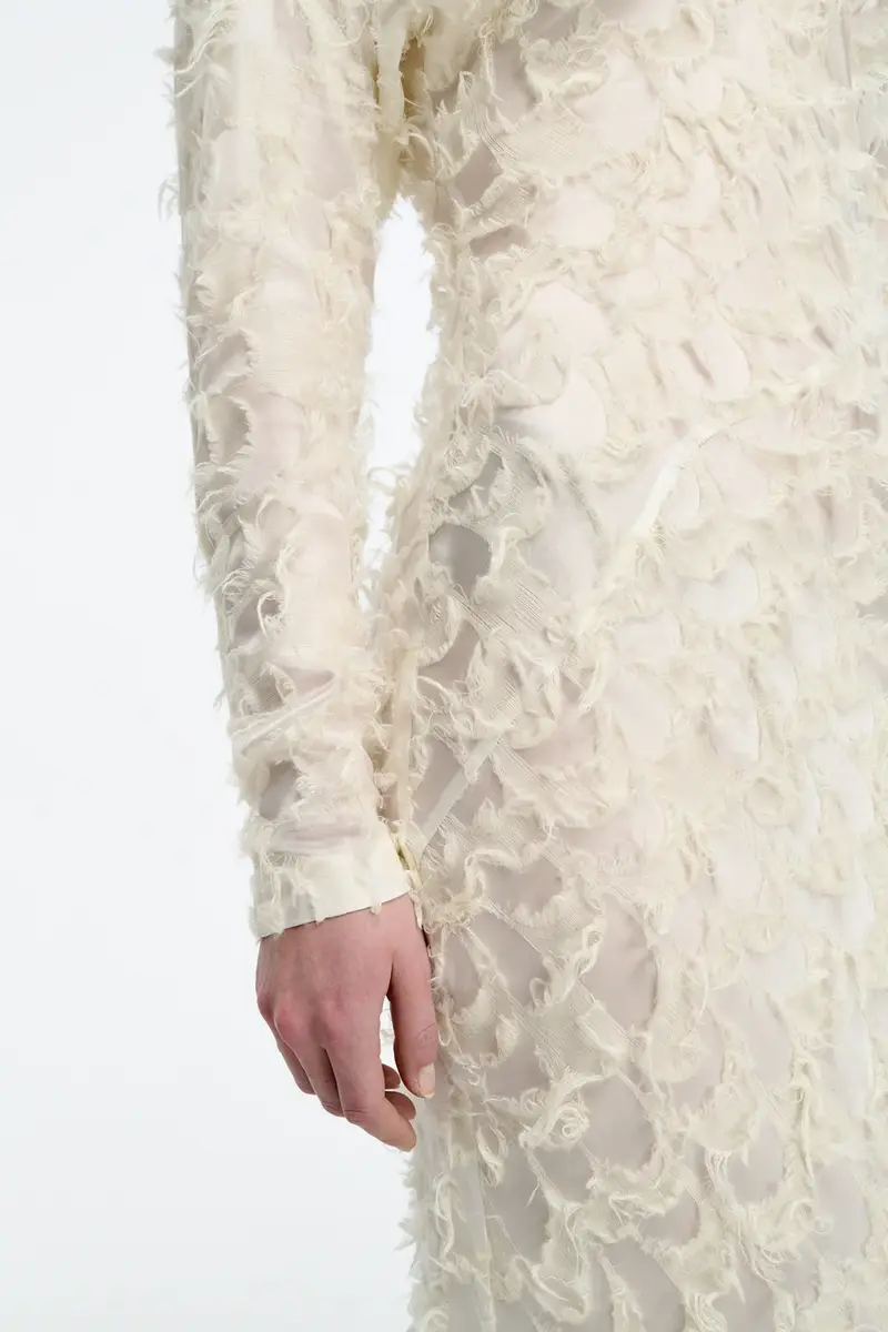 Gabriela Hearst Aberdeen Dress in Ivory Silk Wool Fil Coupé | Thumbnail 8 Gabriela Hearst Aberdeen Dress in Ivory Silk Wool Fil Coupé | Thumbnail 8