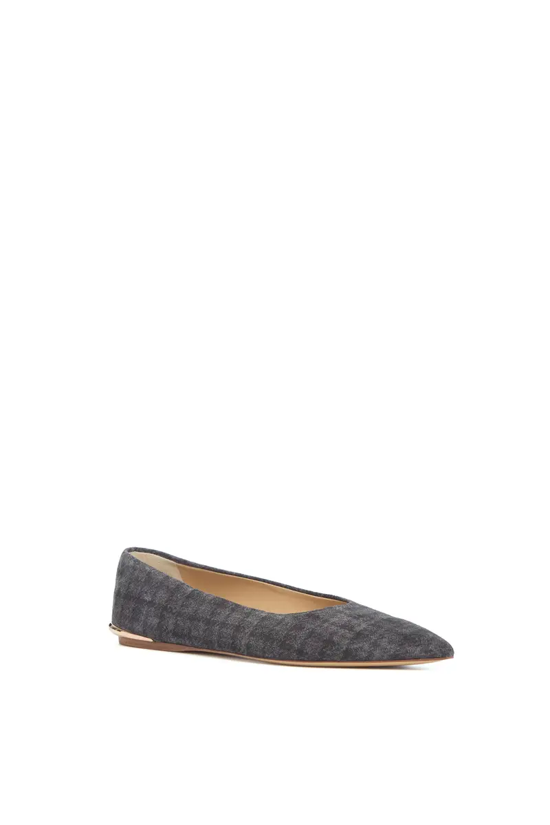 Gabriela Hearst Fleur Ballerina Flat Shoe in Charcoal Multi Suede Houndstooth | Thumbnail 2 Gabriela Hearst Fleur Ballerina Flat Shoe in Charcoal Multi Suede Houndstooth | Thumbnail 2