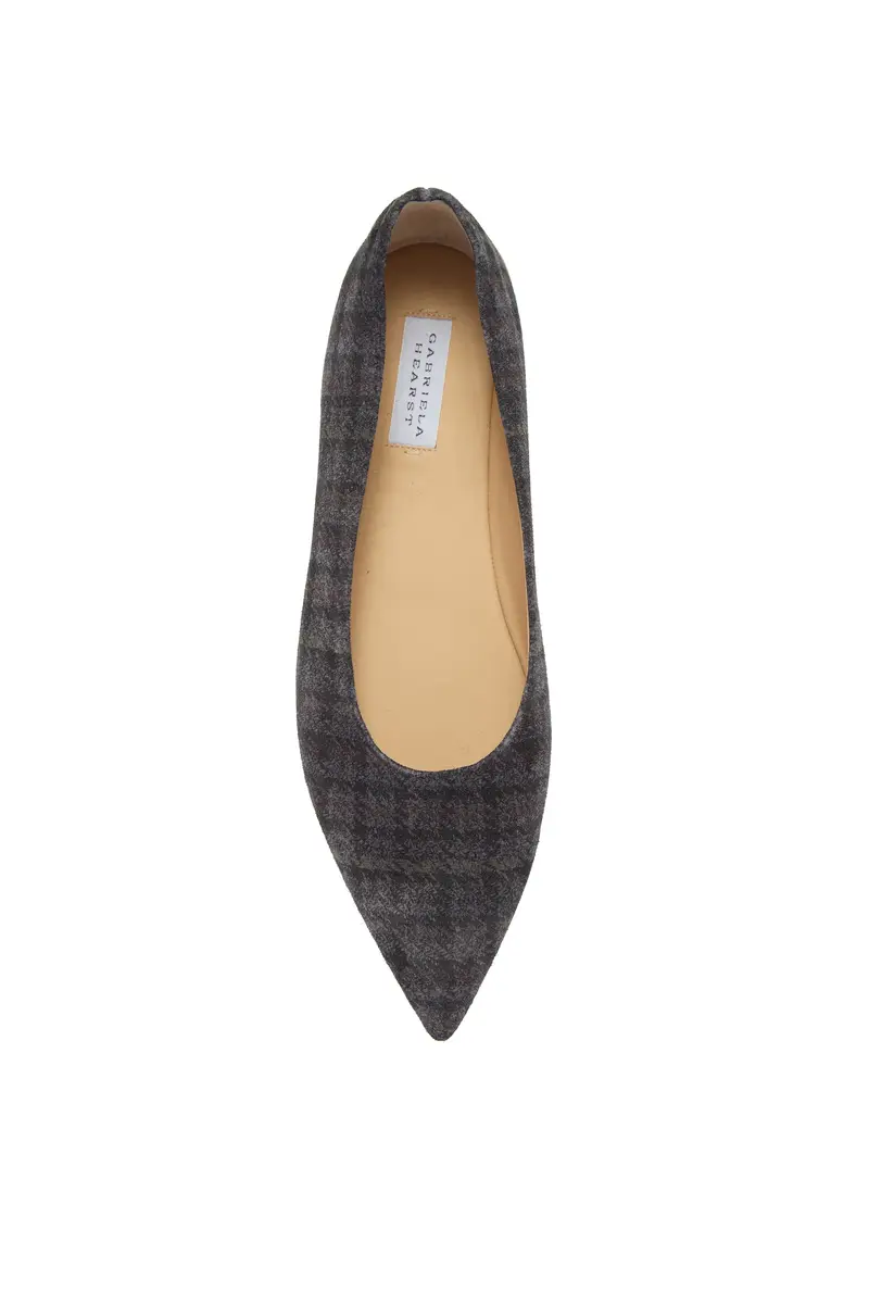 Gabriela Hearst Fleur Ballerina Flat Shoe in Charcoal Multi Suede Houndstooth | Thumbnail 4 Gabriela Hearst Fleur Ballerina Flat Shoe in Charcoal Multi Suede Houndstooth | Thumbnail 4