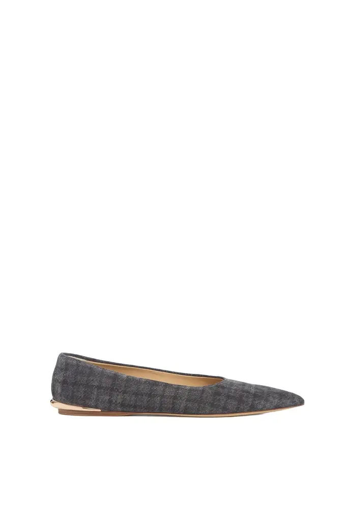 Fleur Ballerina Flat Shoe in Charcoal Multi Suede Houndstooth Fleur Ballerina Flat Shoe in Charcoal Multi Suede Houndstooth
