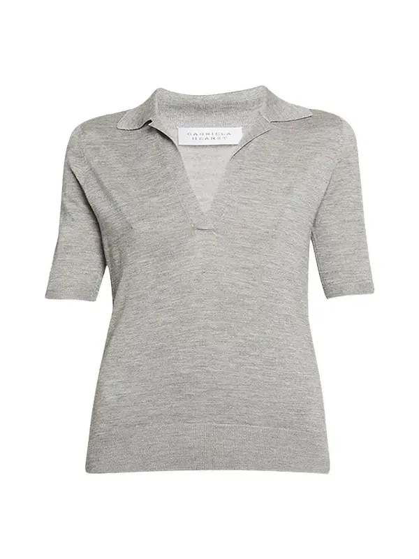 Frank Knit Polo in Heather Grey Silk Cashmere Frank Knit Polo in Heather Grey Silk Cashmere