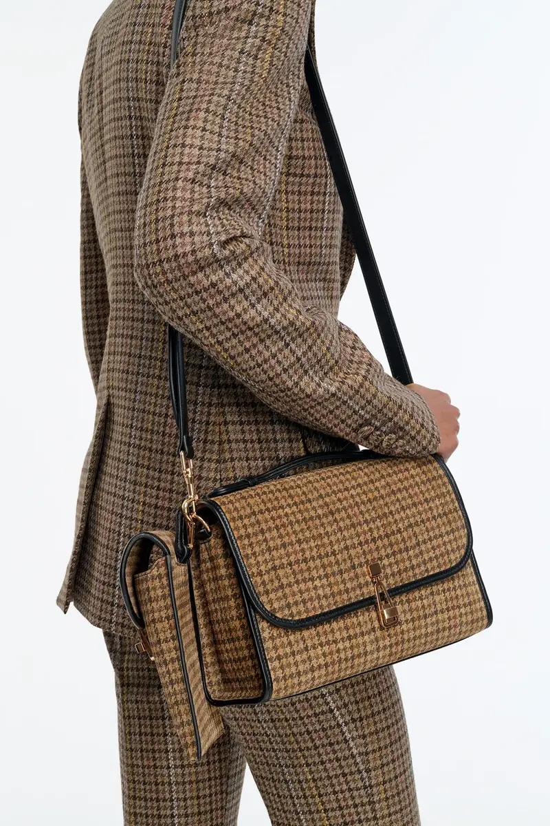 Gabriela Hearst Medium Leonora Bag in Camel Multi Suede Houndstooth | Thumbnail 2 Gabriela Hearst Medium Leonora Bag in Camel Multi Suede Houndstooth | Thumbnail 2