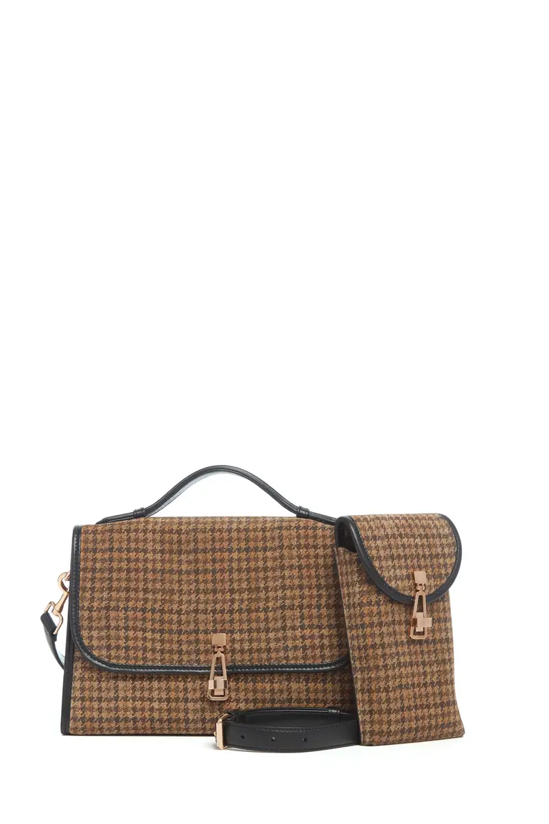 Gabriela Hearst Medium Leonora Bag in Camel Multi Suede Houndstooth | Thumbnail 3 Gabriela Hearst Medium Leonora Bag in Camel Multi Suede Houndstooth | Thumbnail 3