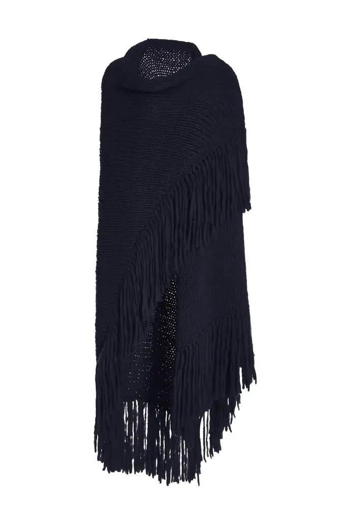 Lauren Knit Wrap in Dark Navy Welfat Cashmere Lauren Knit Wrap in Dark Navy Welfat Cashmere