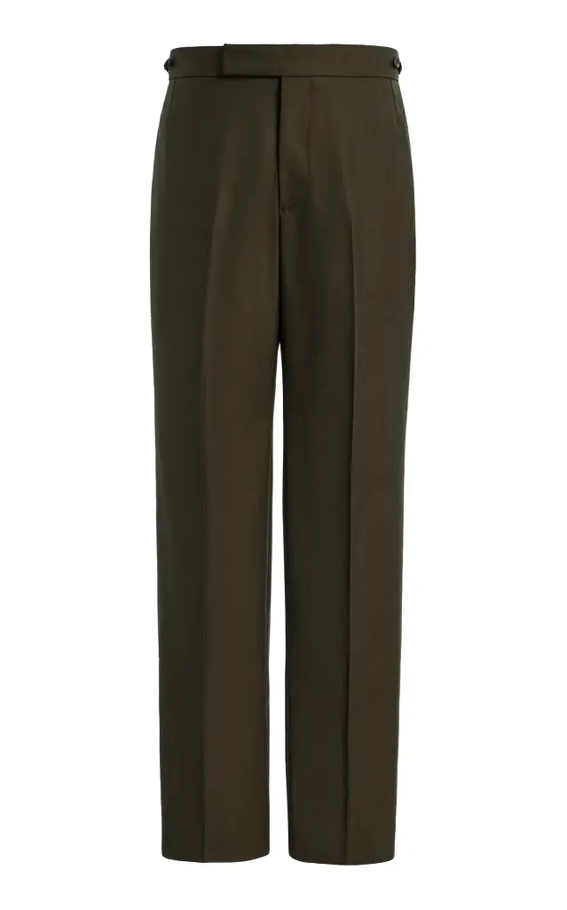 Gabriela Hearst Sebastian Slim-leg Pant in Olive Wool Cashmere Flannel