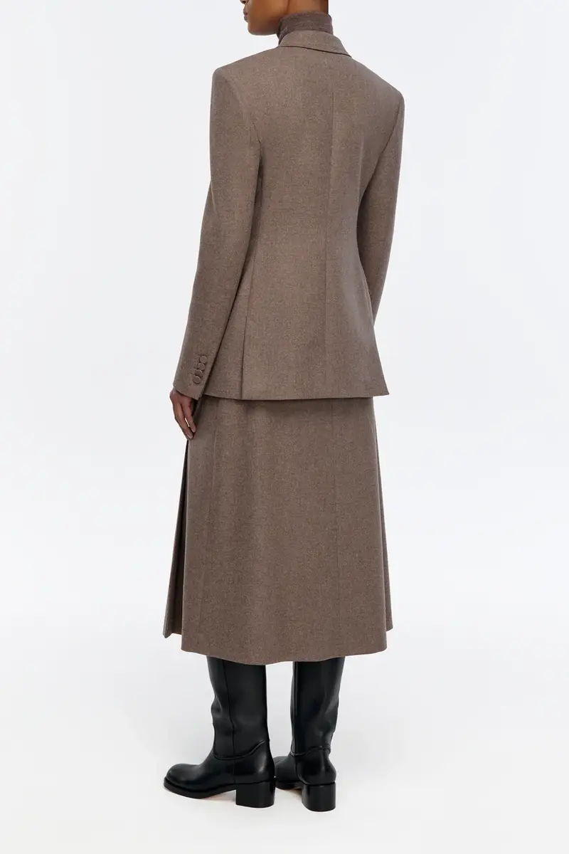 Gabriela Hearst Wesley Pleated Skirt in Walnut Wool Cashmere Flannel | Thumbnail 4