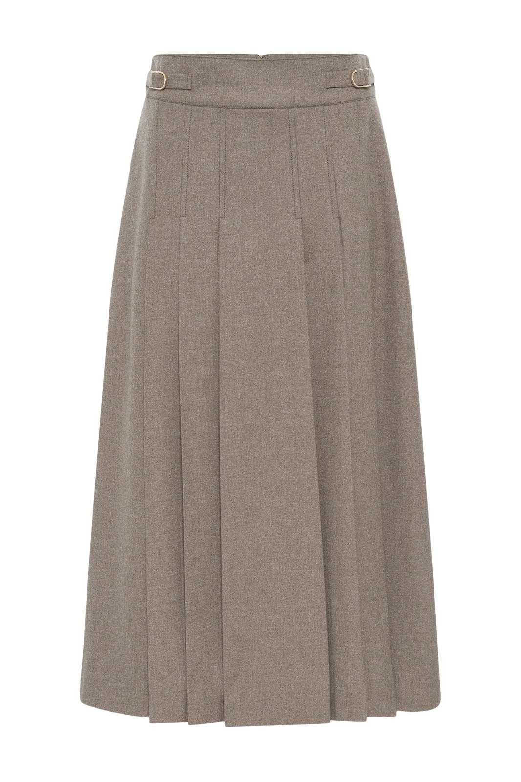 Wesley Pleated Skirt in Walnut Wool Cashmere Flannel Wesley Pleated Skirt in Walnut Wool Cashmere Flannel
