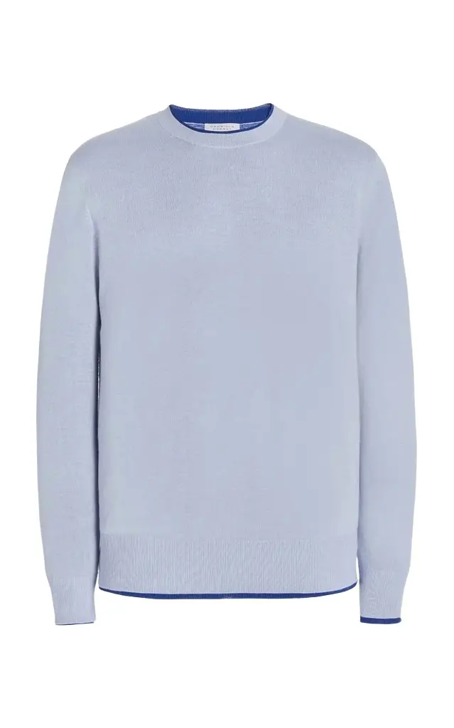 Gabriela Hearst Wells Reversible Knit Sweater in Light Blue & Cobalt Cashmere Silk