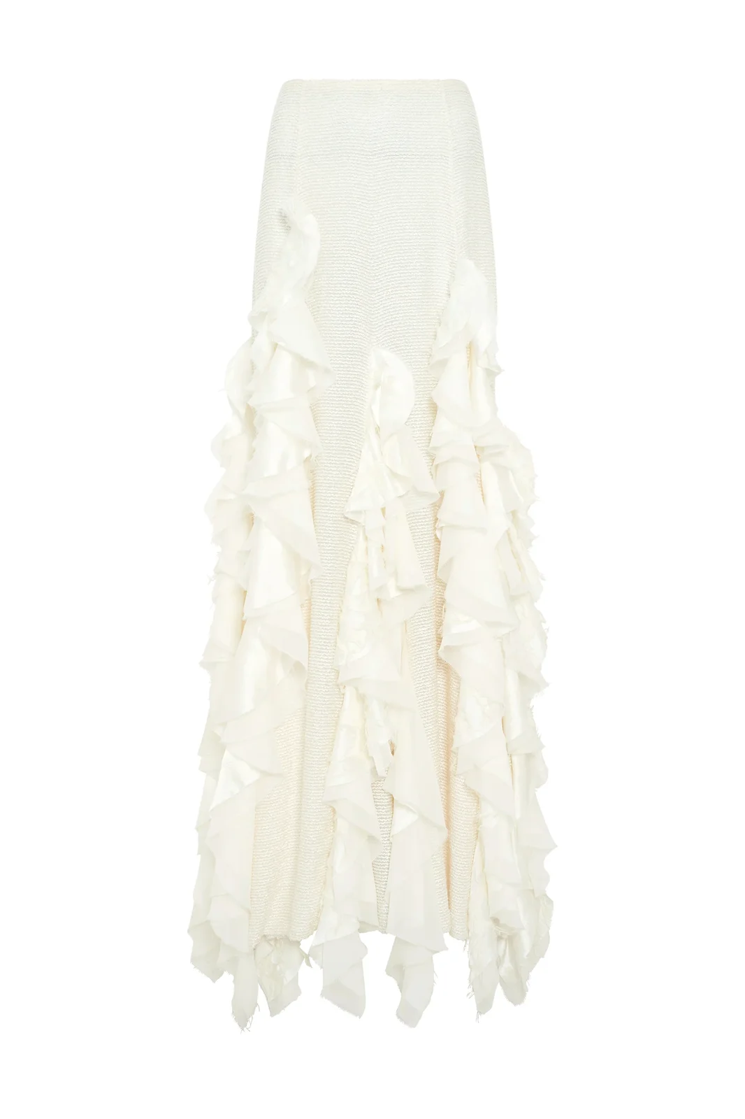 Gabriela Hearst Espina Skirt in Ivory Silk Boucle with Custom Ruffles