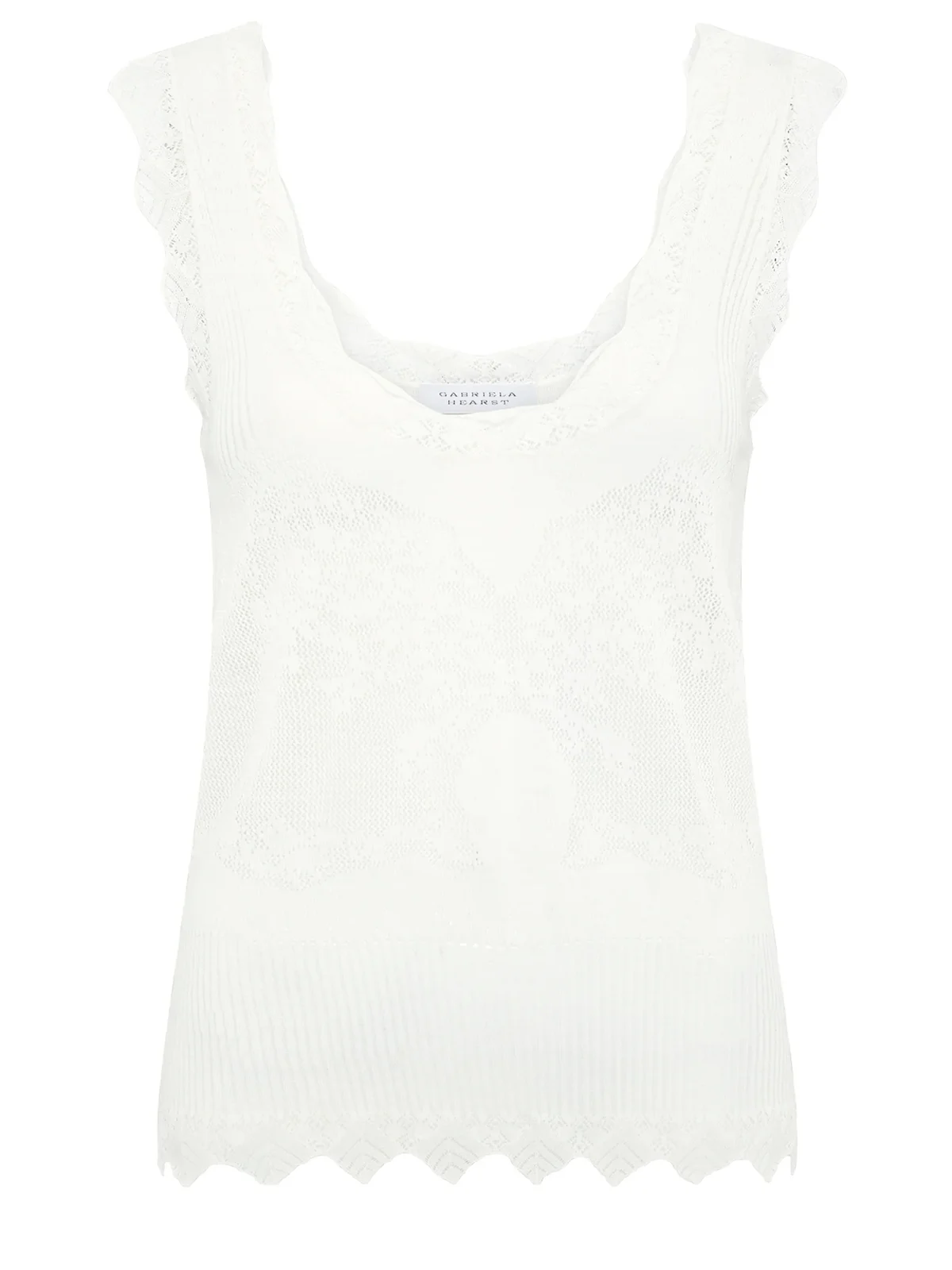 Gabriela Hearst Scripta Pointelle Knit Lace Tank Top in White Merino Wool