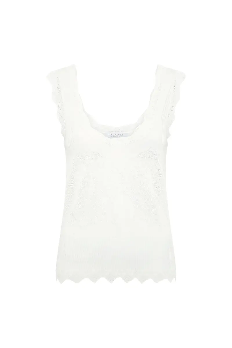 Gabriela Hearst Scripta Pointelle Knit Lace Tank Top in White Merino Wool