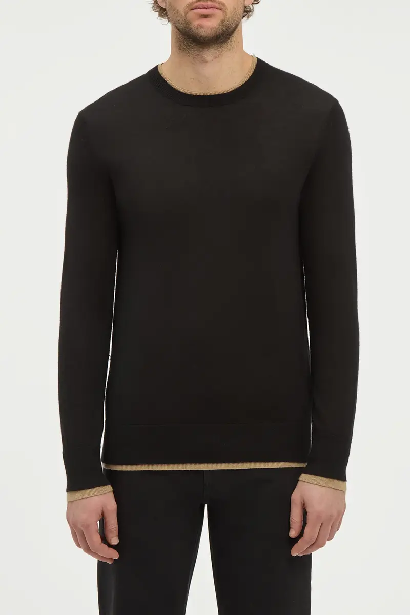 Gabriela Hearst Wells Reversible Knit Sweater in Black & Camel Cashmere Silk | Thumbnail 2 Gabriela Hearst Wells Reversible Knit Sweater in Black & Camel Cashmere Silk | Thumbnail 2