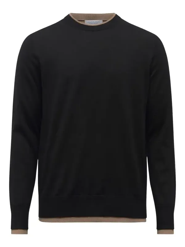 Wells Reversible Knit Sweater in Black & Camel Cashmere Silk Wells Reversible Knit Sweater in Black & Camel Cashmere Silk