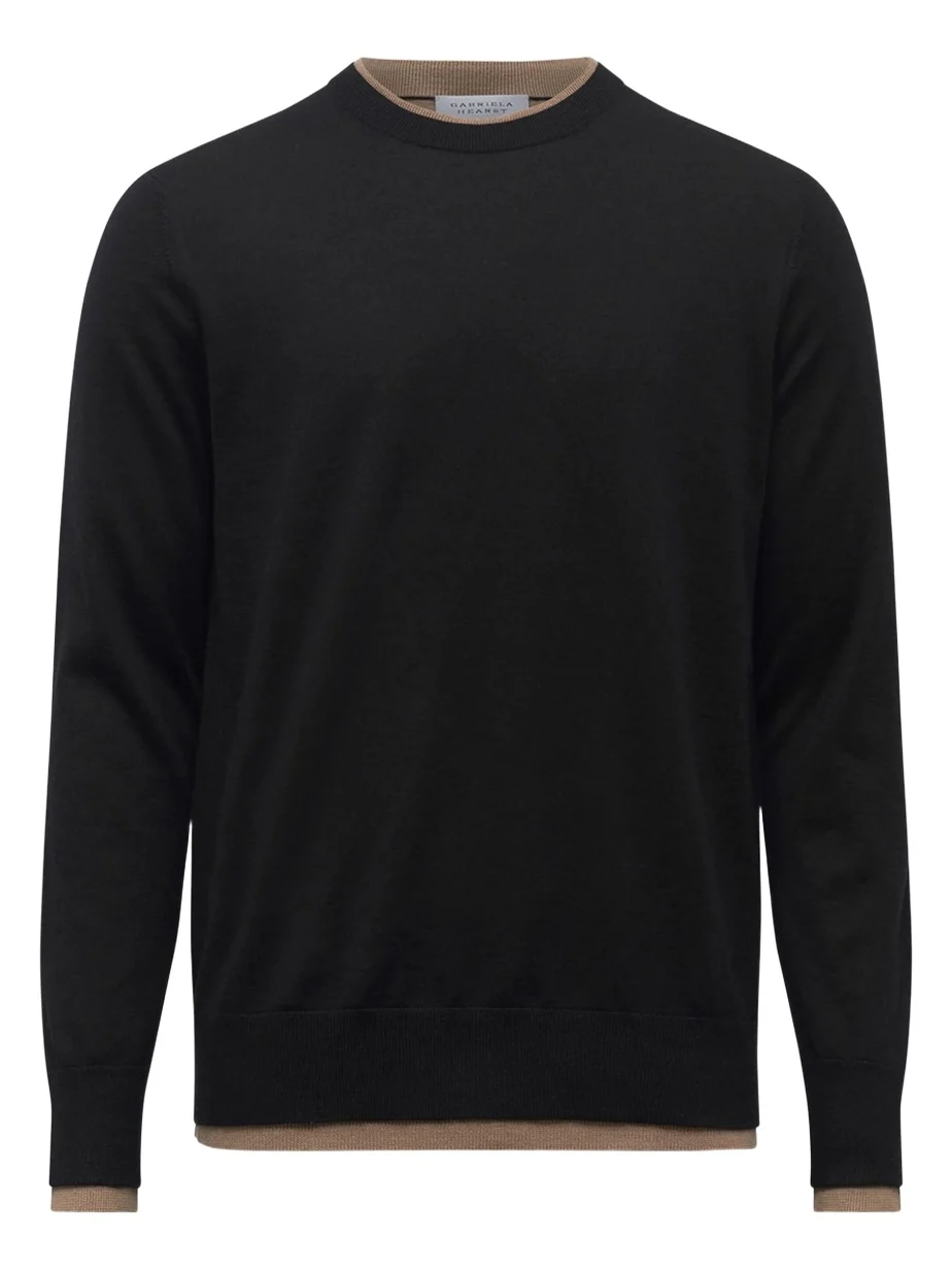 Gabriela Hearst Wells Reversible Knit Sweater in Black & Camel Cashmere Silk