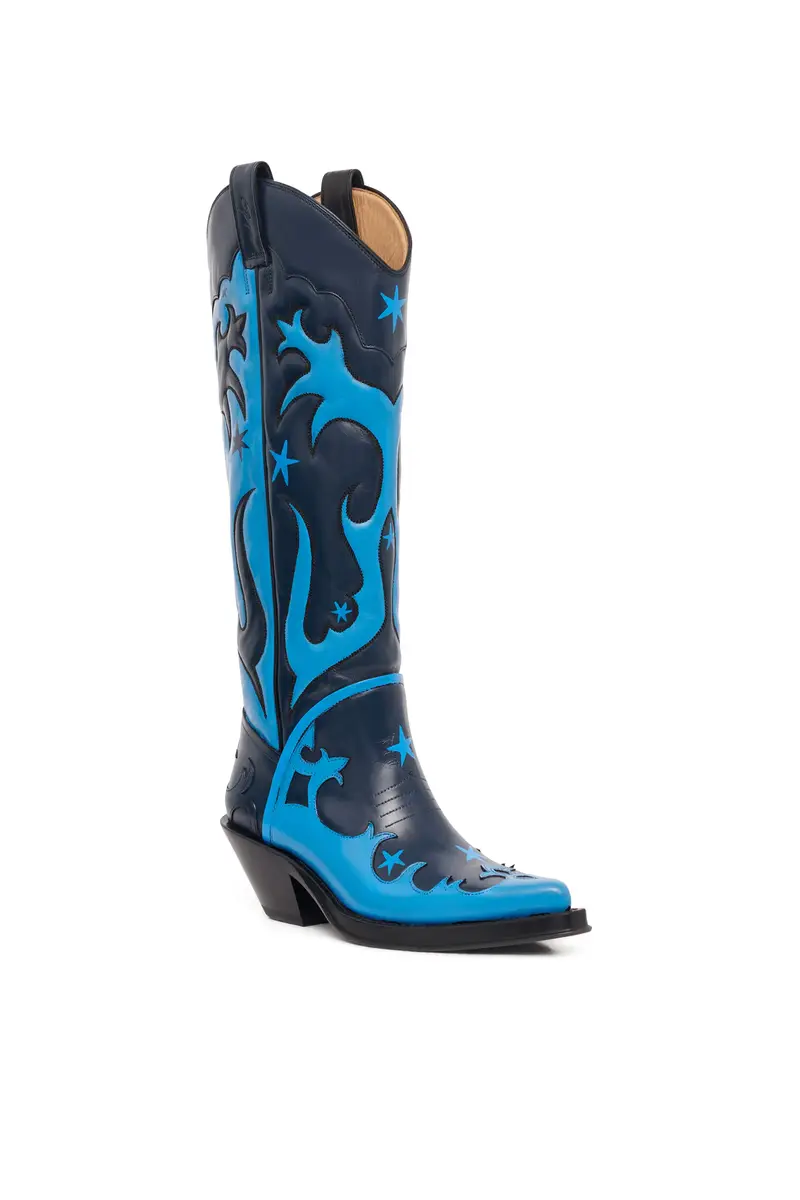 Gabriela Hearst Hand Painted Capitana Cowboy Boot in Blue & Black Leather | Thumbnail 2 Gabriela Hearst Hand Painted Capitana Cowboy Boot in Blue & Black Leather | Thumbnail 2