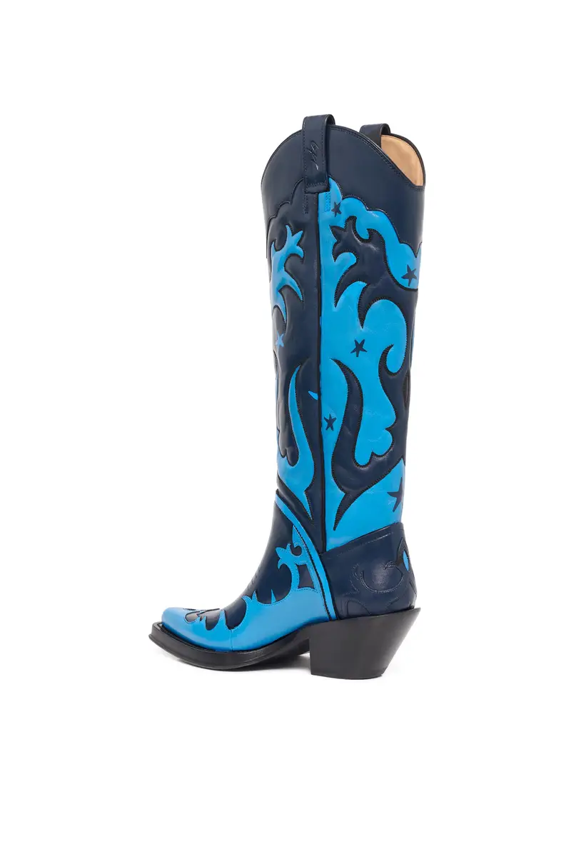Gabriela Hearst Hand Painted Capitana Cowboy Boot in Blue & Black Leather | Thumbnail 3 Gabriela Hearst Hand Painted Capitana Cowboy Boot in Blue & Black Leather | Thumbnail 3