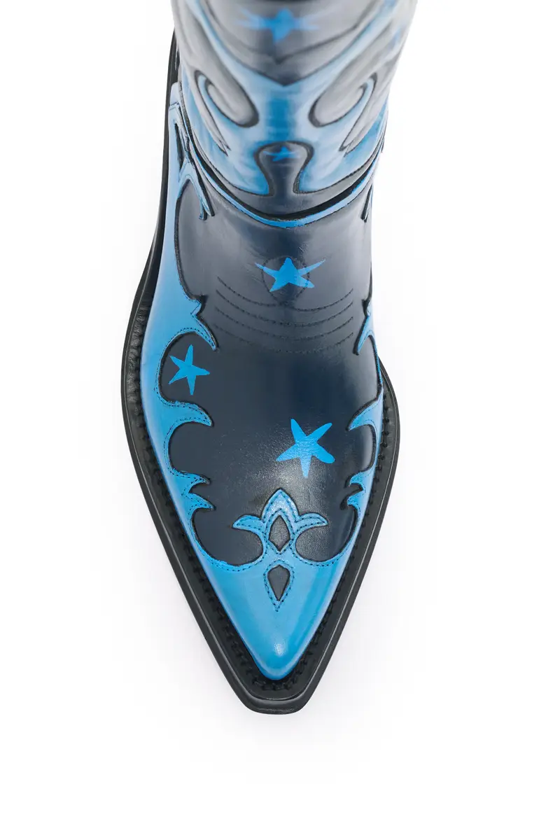 Gabriela Hearst Hand Painted Capitana Cowboy Boot in Blue & Black Leather | Thumbnail 4 Gabriela Hearst Hand Painted Capitana Cowboy Boot in Blue & Black Leather | Thumbnail 4