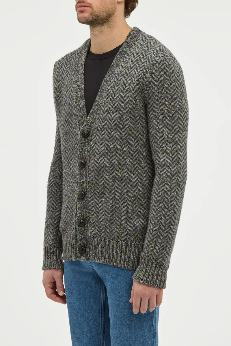 Gabriela Hearst Gentry Knit Cardigan in Charcoal Multi Specked Aran Cashmere Herringbone | Thumbnail 3 Gabriela Hearst Gentry Knit Cardigan in Charcoal Multi Specked Aran Cashmere Herringbone | Thumbnail 3