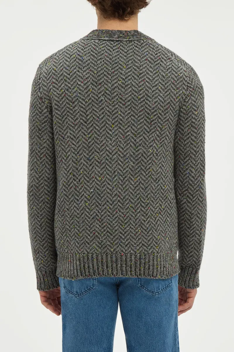 Gabriela Hearst Gentry Knit Cardigan in Charcoal Multi Specked Aran Cashmere Herringbone | Thumbnail 4 Gabriela Hearst Gentry Knit Cardigan in Charcoal Multi Specked Aran Cashmere Herringbone | Thumbnail 4