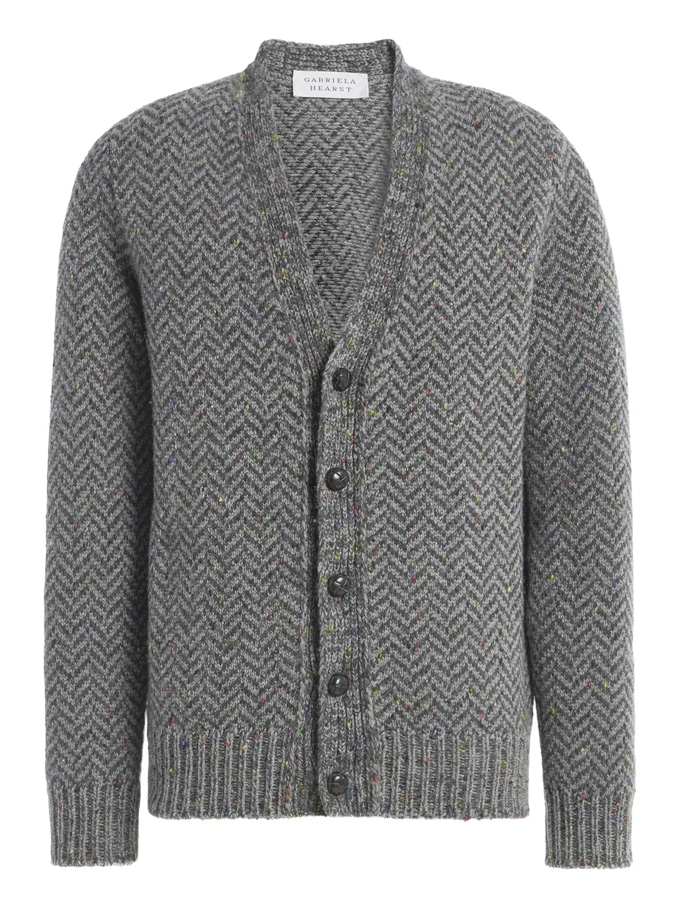 Gentry Knit Cardigan in Charcoal Multi Specked Aran Cashmere Herringbone Gentry Knit Cardigan in Charcoal Multi Specked Aran Cashmere Herringbone