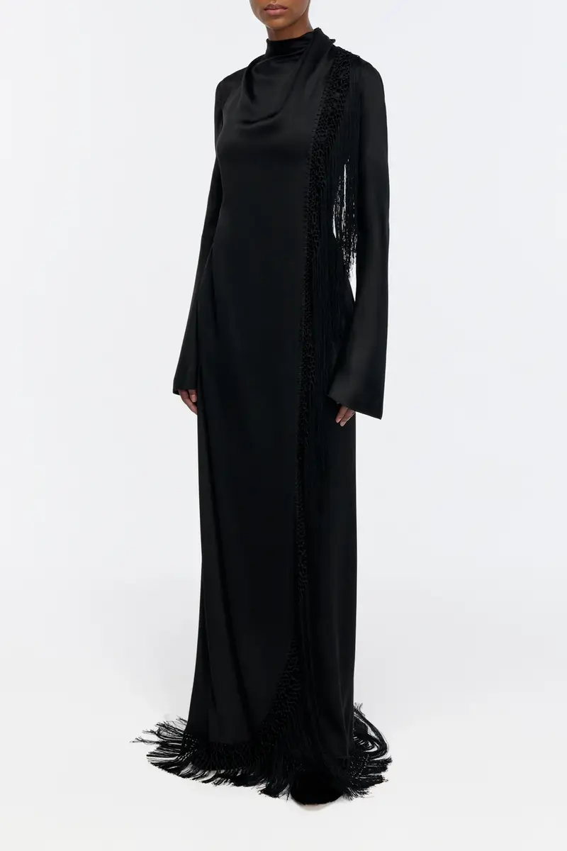 Gabriela Hearst Anne Dress in Black Silk Satin with Silk Macrame | Thumbnail 4 Gabriela Hearst Anne Dress in Black Silk Satin with Silk Macrame | Thumbnail 4
