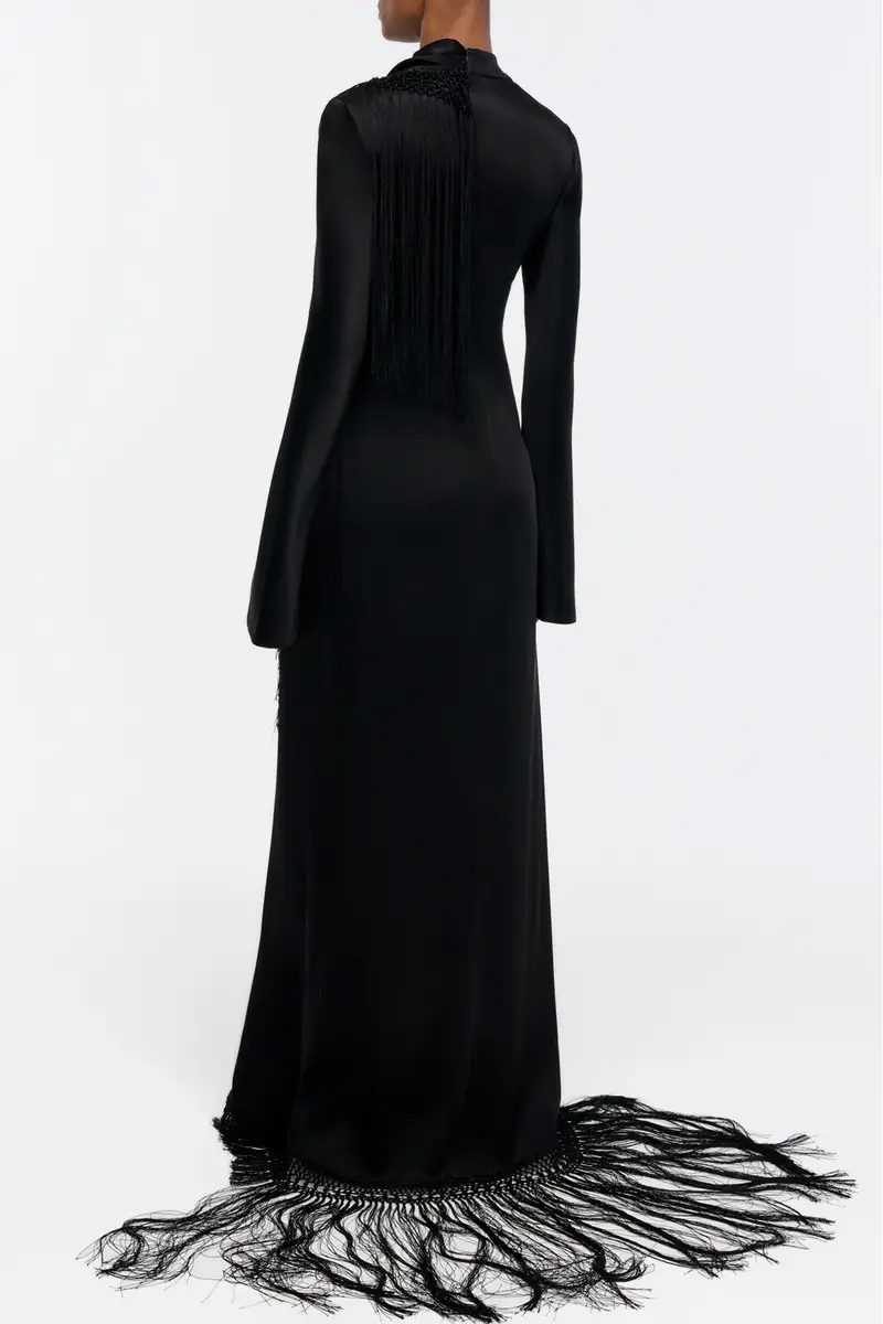 Gabriela Hearst Anne Dress in Black Silk Satin with Silk Macrame | Thumbnail 5 Gabriela Hearst Anne Dress in Black Silk Satin with Silk Macrame | Thumbnail 5