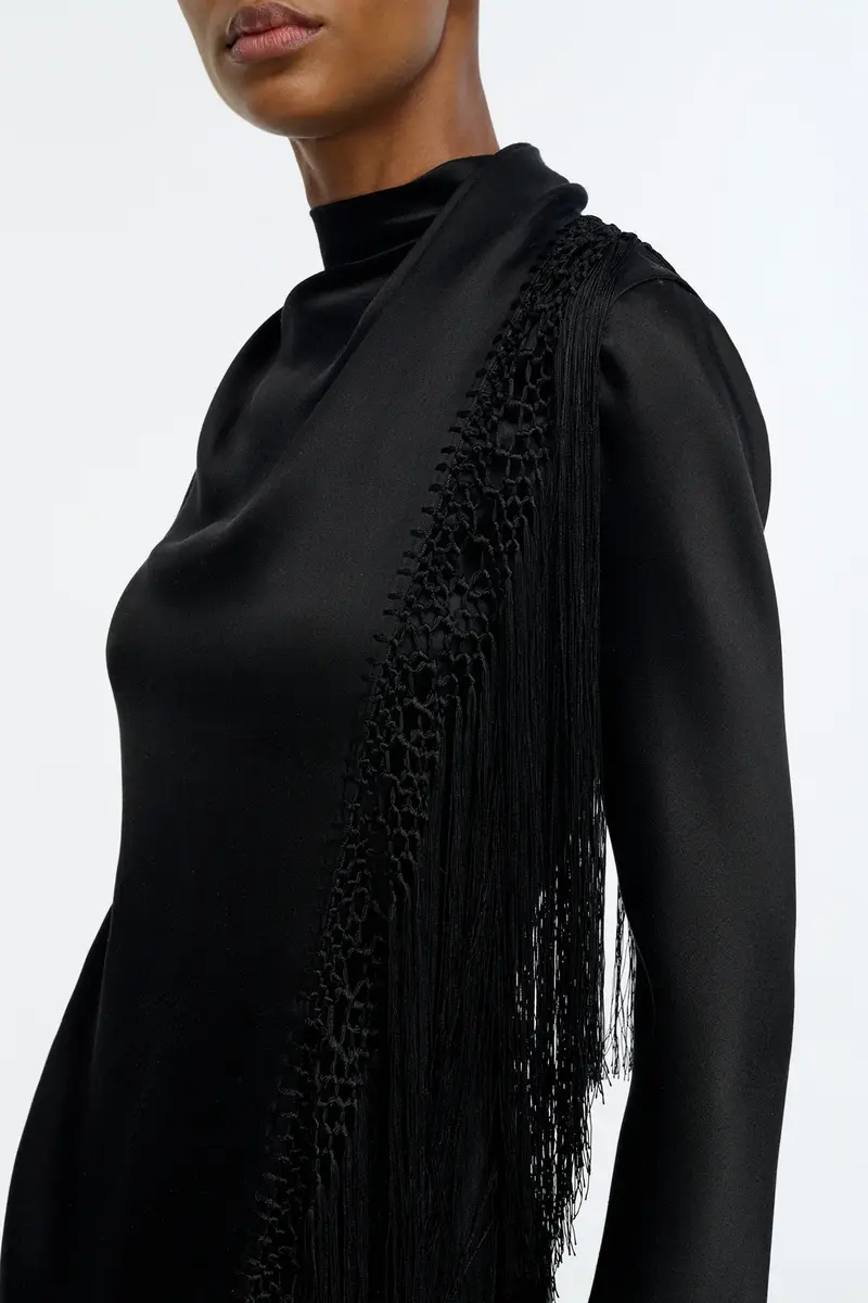 Gabriela Hearst Anne Dress in Black Silk Satin with Silk Macrame | Thumbnail 6 Gabriela Hearst Anne Dress in Black Silk Satin with Silk Macrame | Thumbnail 6