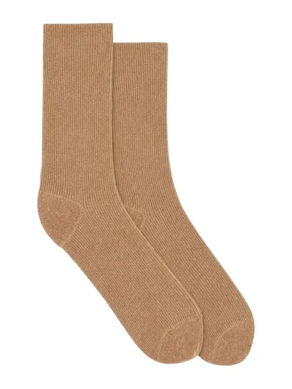 Gabriela Hearst Brio Knit Socks in Camel Silk
