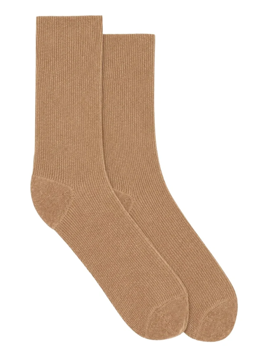 Gabriela Hearst Brio Knit Socks in Camel Silk