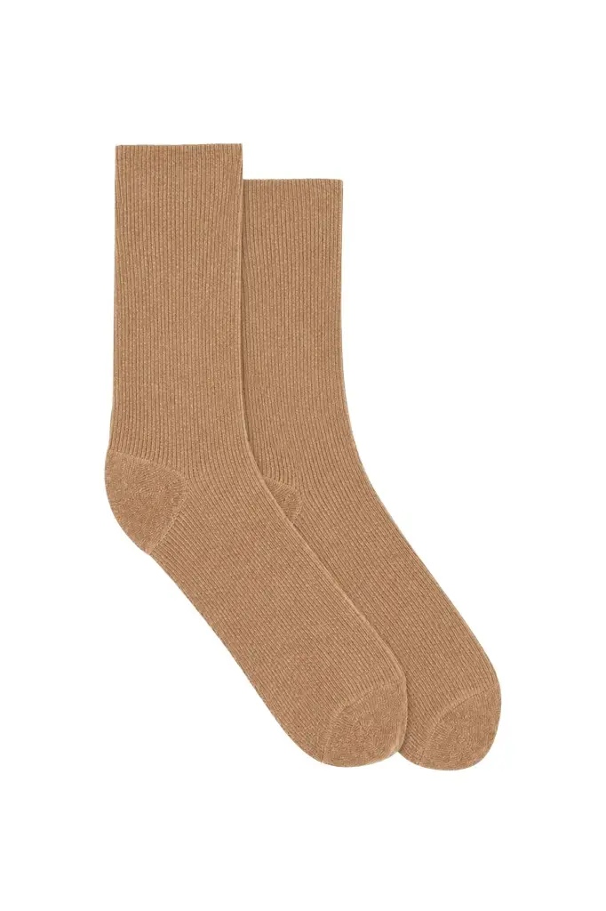 Brio Knit Socks in Camel Silk Brio Knit Socks in Camel Silk