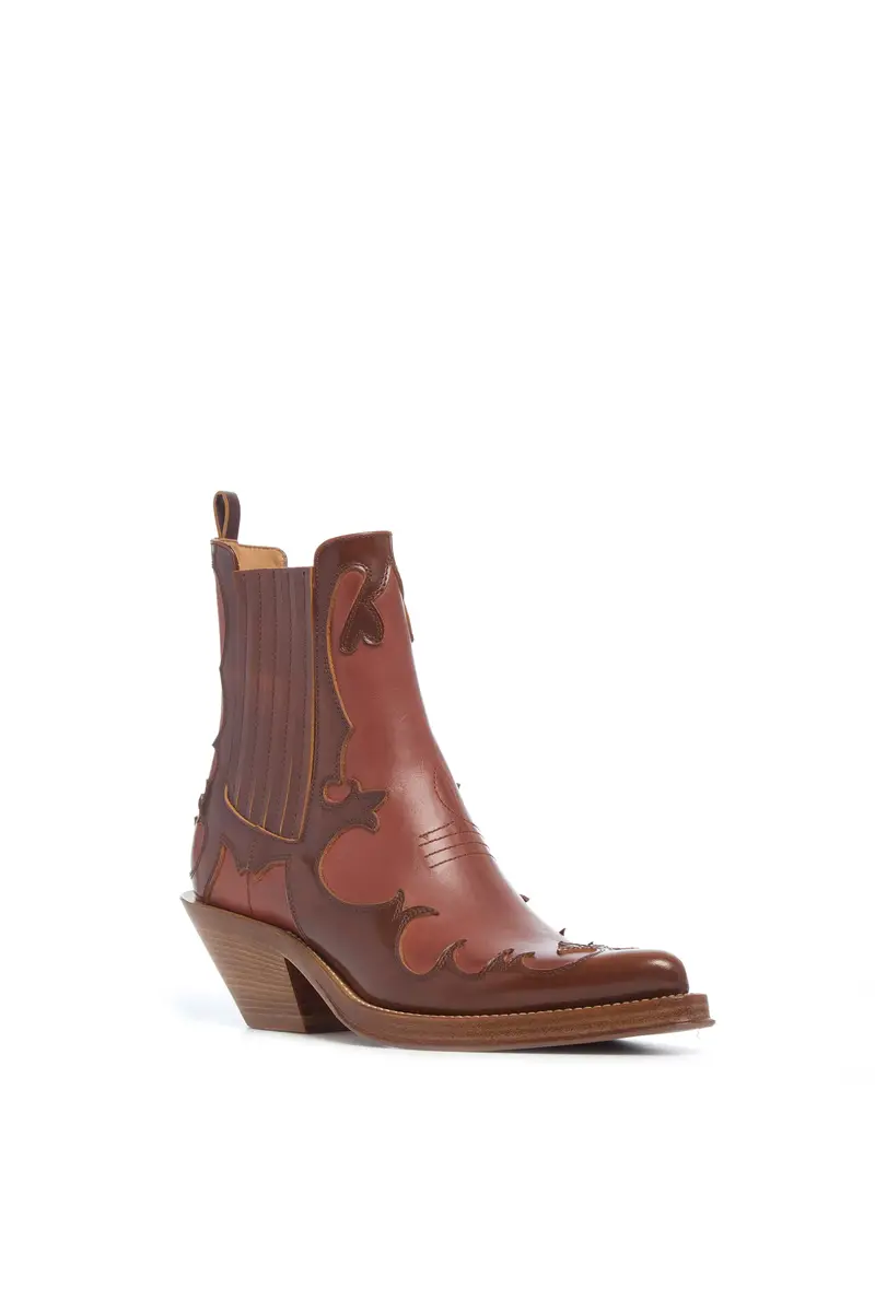 Gabriela Hearst Cassidy Cowboy Ankle Boot in Cognac Pearlized Leather | Thumbnail 2
