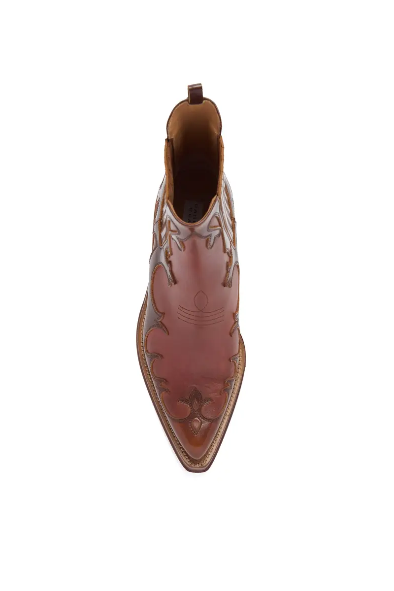 Gabriela Hearst Cassidy Cowboy Ankle Boot in Cognac Pearlized Leather | Thumbnail 4
