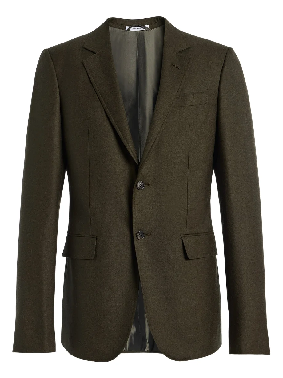 Gabriela Hearst Irving Jacket in Olive Wool Cashmere Flannel