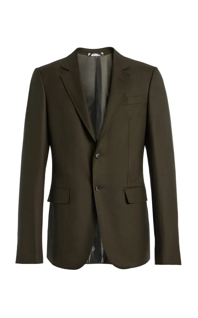 Gabriela Hearst Irving Jacket in Olive Wool Cashmere Flannel
