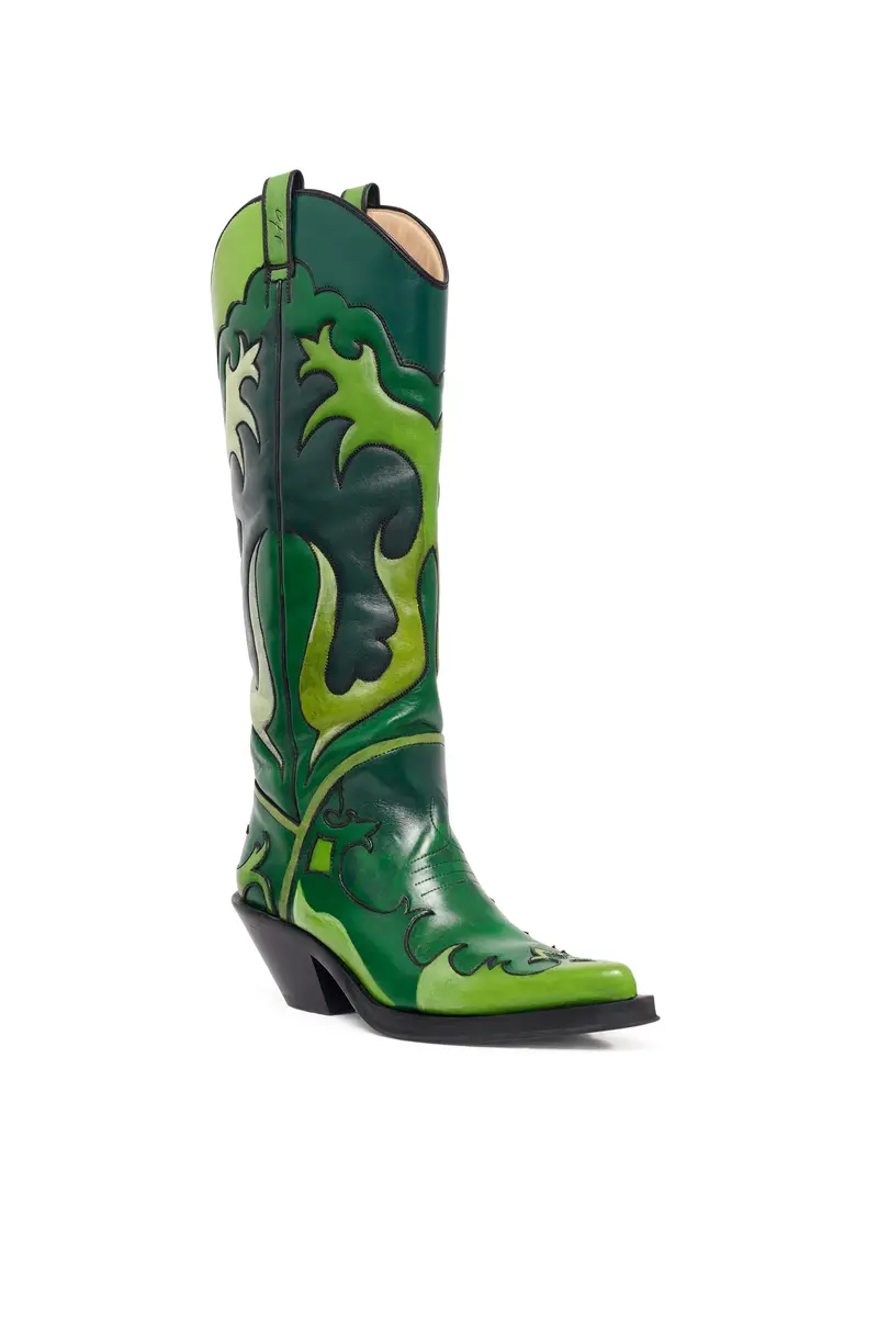 Gabriela Hearst Hand Painted Capitana Cowboy Boot in Green Multi Leather | Thumbnail 2