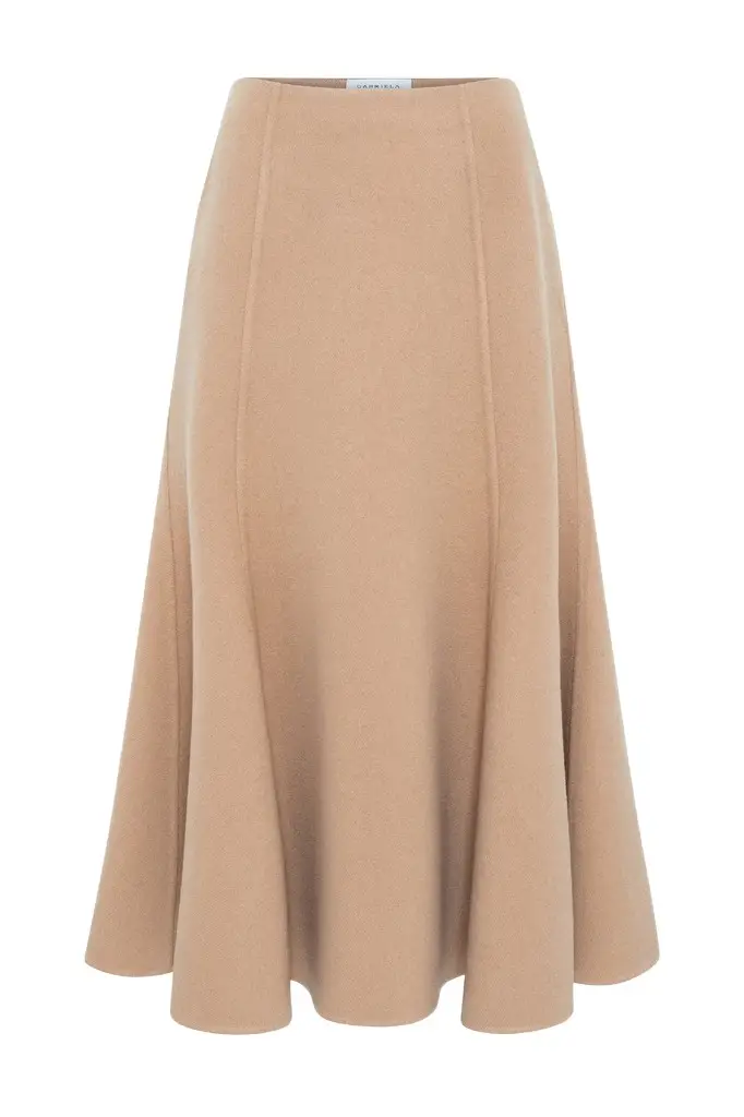 Gabriela Hearst Patterson Skirt in Camel Double-face Recycled Cashmere