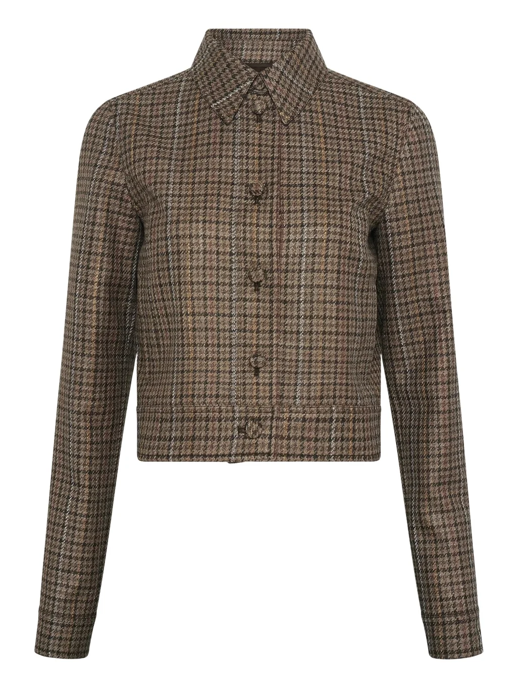 Gabriela Hearst Thereza Jacket in Camel Multi Wool Silk Houndstooth