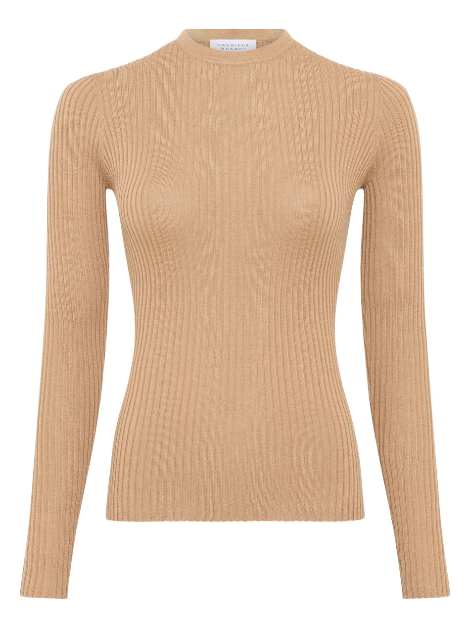 Browning Knit Sweater in Camel Cashmere Silk