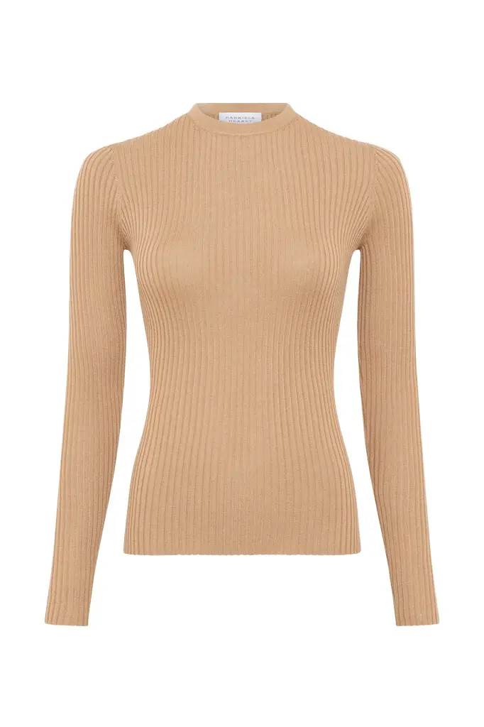 Browning Knit Sweater in Camel Cashmere Silk Browning Knit Sweater in Camel Cashmere Silk